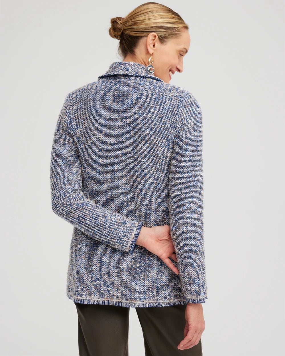 SHORT TWEEDY セットアップ　ブルー カットツイード袖ギャザートップス｜WOMEN｜250GAC80-123G｜AZUL